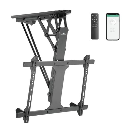 Elektrische Deckenhalterung TV Maclean TUYA VESA 600x400 MC-880T - TV-Halterung mit motorisierter Neigungsverstellung, Fernbedienung und Tuya-App Unterstützung für eine einfache Montage und flexible Bildschirmgrößenanpassung bis 70 cm.
