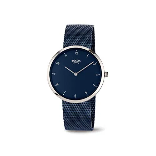Boccia Damen Armbanduhr Titan Edelstahl Blau 36 mm