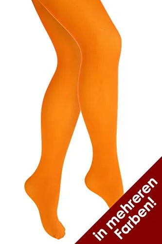 Thetru Kinder-Strumpfhose | Größe 140/152 | Blickdichte-Strumpfhose (orange)