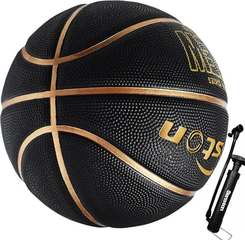 Senston Basketball Größe 7 mit Pumpe - Outdoor Anti-Rutsch Schwarz - Hochwertiger Basketball für Erwachsene, ideal für Outdoor-Spiele. Mit Anti-Rutsch-Oberfläche für besseren Grip und Kontrolle, inklusive Pumpe für sofortigen Einsatz.