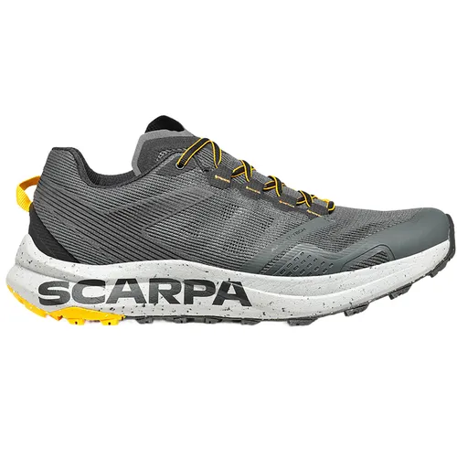 Scarpa Spin Planet anthracite/saffron (580) 45,5 - Laufschuhe für Herren, ideal für Speed Hiking und Langstreckenläufe. Aus 100% recyceltem Obermaterial, bietet dieser Schuh optimalen Halt und hervorragende Dämpfung für nachhaltige Outdoor-Abenteuer.