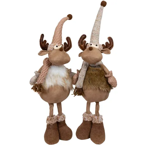 2x Elch Deko Figur 48cm (60cm) groß stehend braun - Wunderschöne Elch Deko Figuren für die festliche Weihnachtszeit. Ideal für Wohnzimmer oder Esszimmer. Aus pflegeleichtem Material gefertigt, bringen sie klassische Eleganz in Ihr Zuhause.
