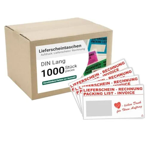 dm-folien Lieferscheintaschen DIN LANG I 1000 Stück I Selbstklebende Versandtaschen mit