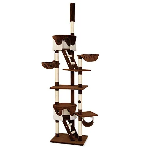 lionto Kratzbaum XXL für Katzen - Aktivitätskratzbaum in XXL, Höhe 230-250 cm, mit Sisal, Plüschbällen und Hängematten – ideal für Spiel und Krallenpflege Ihrer Katze.