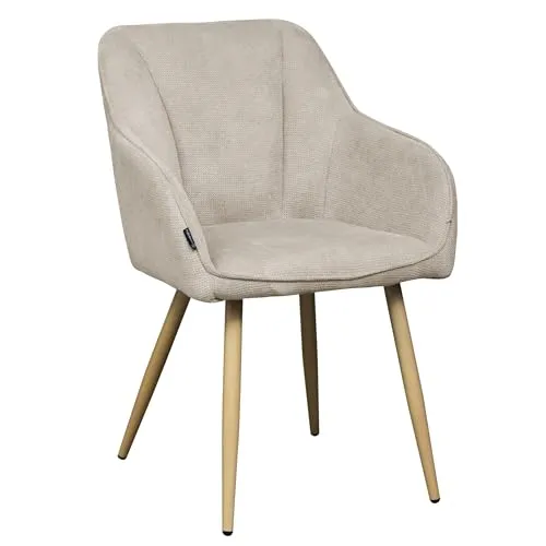 exitodesign Esszimmerstühle mit Armlehne Elmo 57x59x84 cm - Esszimmerstühl Bürostuhl Gepolsterter Stuhl - für Esszimmer Küche Wohnzimmer Salon Schreibtisch (Beige)