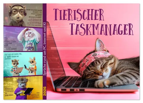 CALVENDO Wandkalender Tierischer Taskmanager (Tischkalender 2026 DIN A5 quer), CALVENDO Mona