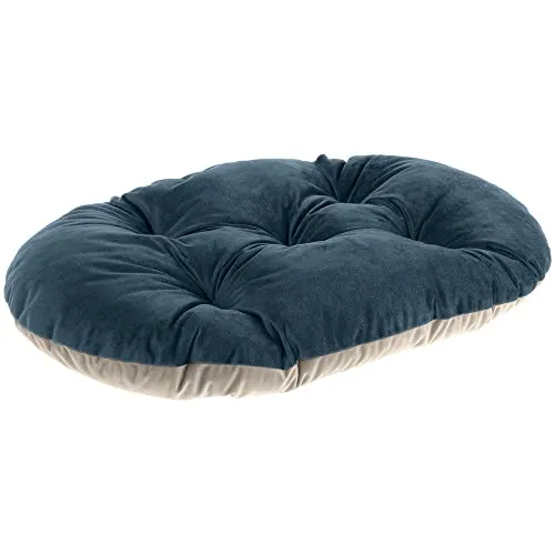 Ferplast Hundekissen Hundebett Katzenkissen Katzenbett Prince 55, Gepolstertes Haustierbett, doppelseitig verwendbar, weicher Samt, waschbar, 55 x 36 cm, blau