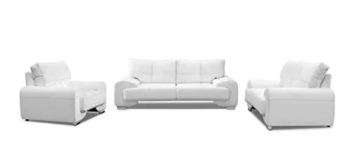 Beautysofa Big-Sofa Polstergarnitur Omega Set 3+2+1 - Big Sofas, stilvolles Kunstleder in Weiß (dolaro 511), inklusive Lieferung in die Wohnung für unkomplizierten Komfort.