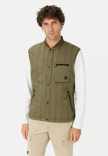 camel active Herren Steppweste Olivgrün - Stylische Steppweste mit Stehkragen und verstellbarem Saum für optimalen Tragekomfort. Multifunktionale Taschen bieten ausreichend Stauraum. Ideal für den Alltag und die Freizeit.