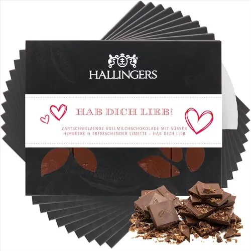 Hallingers Genuss Manufaktur Vollmilch Edel-Schokolade mit Himbeere & Limette - handgemacht, alkoholfrei