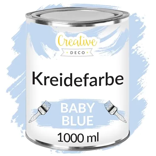 Creative Deco Kreidefarbe Blau für Möbel - Kreidefarbe für Möbel im Landhausstil, abwaschbar und auf Wasserbasis, ideal für Vintage-Effekte und kreative DIY-Projekte.