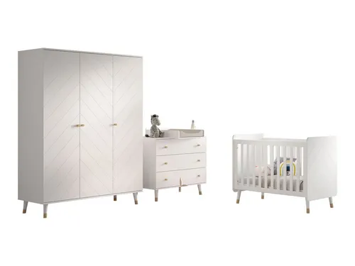 aufm Kessel Babyzimmer-Komplettset Babyzimmer Set Kamillah 1 Babyzimmer komplett MDF Satin Weiß 58