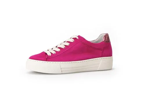 Gabor Damen Low-Top Sneaker - Pink/Rubin, Wechselfußbett und Moderate Mehrweite - Damen-Sneaker mit Wechselfußbett und moderater Mehrweite (G) für optimalen Tragekomfort. Ideal für Freizeit und Sport, aus hochwertigem Rauleder.