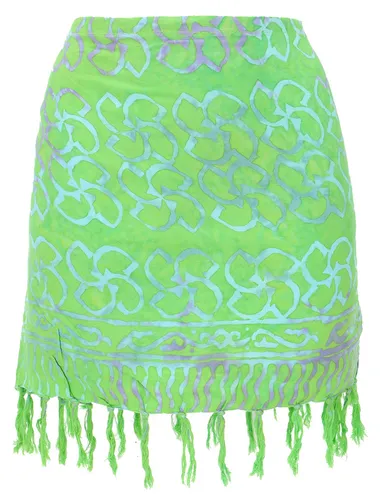 Kurzer Wickelrock mit Fransen, Strandrock - grün in grün von Guru-Shop