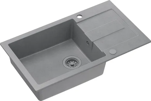 QUADRON Granitspüle CHRISTIAN 136 XL - Stilvolle Küchenspüle in Grau - Sanitäranlagen & Zubehör - Hochwertige Granitspüle mit 1 Becken, schmutzabweisend und kratzfest für eine hygienische und ästhetische Küche.
