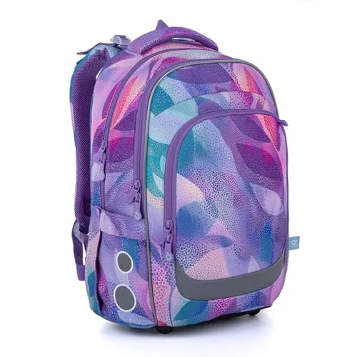 TOPGAL Schulrucksack für Mädchen ab 2. Klasse, ergonomisch mit Rückenverstärkung, wasserabweisend & leicht, mit reflektierenden Elementen, 27 L Schulranzen mit Brustgurt. (PastelFlow)