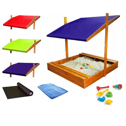 Holz-Sandkasten mit Dachabdeckung für Kinder 150 cm - Robuster Sandkasten aus imprägniertem Holz, ideal für Spiel und Spaß im Freien. Mit Dachabdeckung für optimalen Schutz und Sitzbank für gemütliche Pausen.