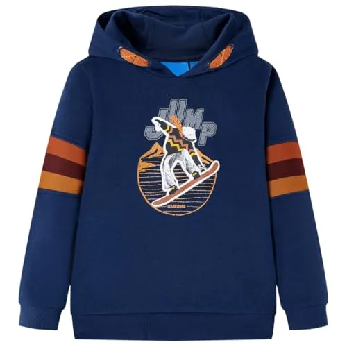 vidaXL Kinder-Kapuzenpullover mit Bär auf Snowboard Sweatshirt Hoodie Marineblau 116