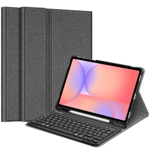 FINTIE Französische AZERTY-Tastatur für Samsung Galaxy Tab S9 FE 10,9 Zoll 2023/Tab S9 11 Zoll – kabellose Bluetooth-Tastatur mit Mehreren Positionen, Gris
