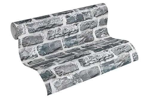 A.S. Création Livingwalls Vliestapete Neue Bude 2.0 Tapete in Naturstein Optik 10,05 m x 0,53 m bunt grau schwarz Made in Germany 361404 36140-4