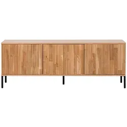 TV Board Gravure aus Eichenholz 150 cm, Natur - TV-Halterung aus Eichenholz für ein modernes Wohnzimmer, bietet stilvolle Aufbewahrung und verbirgt Kabel für eine aufgeräumte Atmosphäre.