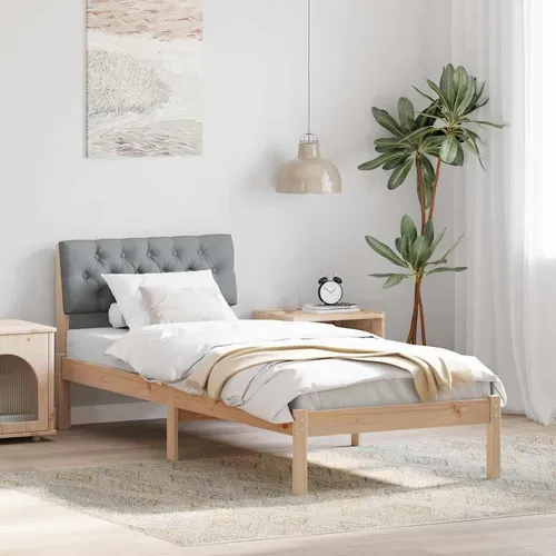 Maison Exclusive Bettgestell Braun & Hellgrau 75 x 190 cm aus Massivholz
