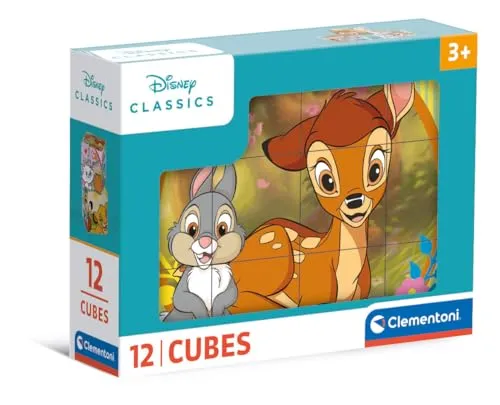 Clementoni Disney Classics 12 Würfel Puzzle - Spaßiges 12 Würfel Puzzle für Kinder ab 3 Jahren mit 6 verschiedenen Disney-Motiven. Fördert Kreativität, Feinmotorik und Problemlösungsfähigkeiten. Ideal als Geschenk für jeden Anlass!