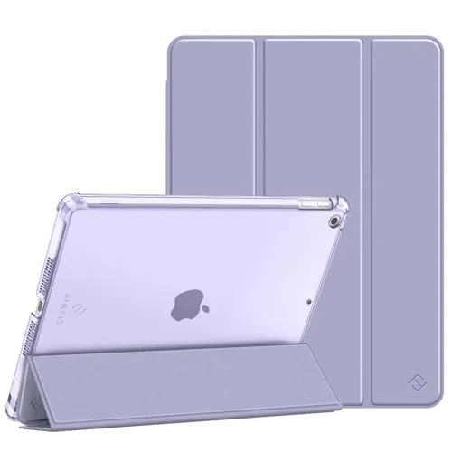 Fintie Hülle für iPad 9. Generation 2021/8. Gen 2020/7. Gen 2019 10.2 Zoll mit Stifthalter, ultradünne leichte Schutzhülle mit transparenter Rückseite und Auto Schlaf/Wach Funktion, Violett