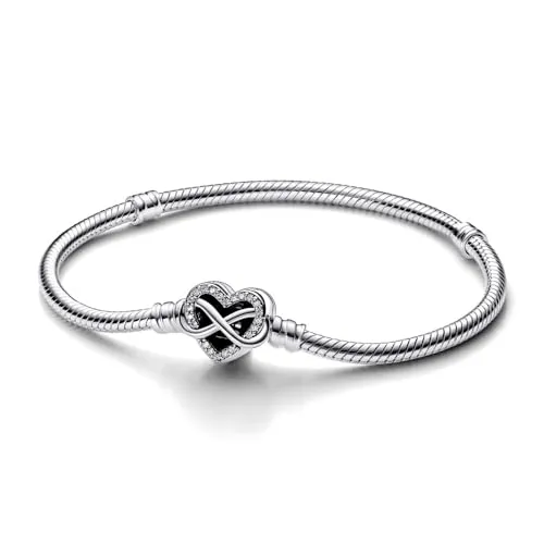 PANDORA Moments Armband mit Funkelndem Unendlichkeits-Herzverschluss - Armband für Damen aus Sterling-Silber, verziert mit Zirkonia und einem besonderen Unendlichkeitssymbol. Ideal für die Moments Kollektion und personalisierbar mit bis zu 18 Charms.