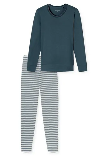 Schiesser Damen Schlafanzug Lang mit Bündchen - Schlafanzüge für Damen in Jeansblau, aus weicher Single-Jersey-Qualität mit bequemen Bündchenabschlüssen für höchsten Tragekomfort.