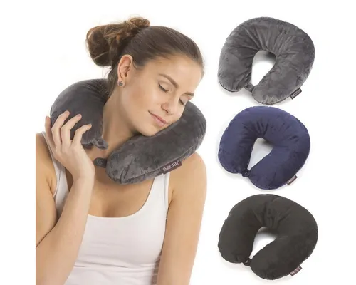 Smoothy Nackenkissen SMOOTHY Reisekissen–Ergonomisches Nackenkissen mit Microbeads & Fleece, Mikroperlen Füllung & Fleece Bezug