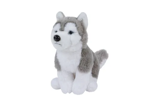 Teddys Rothenburg Kuscheltier Husky 23 cm sitzend grau/weiß Plüschhund