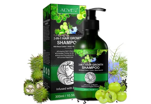ALIVER Haarshampoo Kopfhaut Pflege Haarwachstum mit Rizinusöl Amlaöl Schwarzkümmelöl, 1-tlg., Vegan, mit biotin angereichert