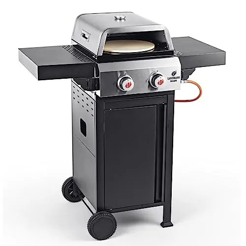 LANDMANN Gasgrill Triton PTS 2.0 Premium - Grill & Pizza in einem: Mit 2 Edelstahlbrennern und Pizzaufsatz für ofenfrische Pizza in nur 6 Minuten, ideal für Grillabende und italienische Köstlichkeiten.