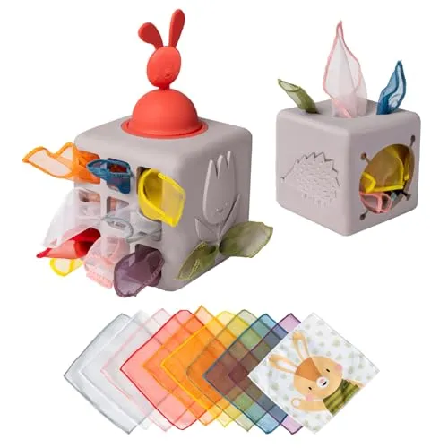 Taf Toys Tücherbox Pop Up (13405) - Motorikspielzeug für Babys, fördert die Feinmotorik und sorgt für interaktiven Spielspaß!
