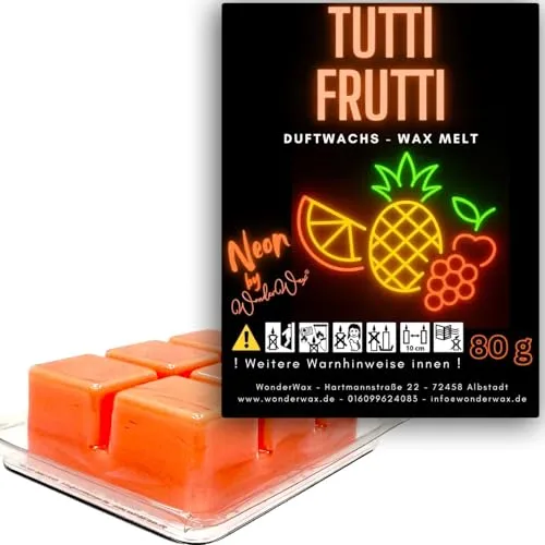 WonderWax Neon Duftwachs Wax Melts für Duftlampe, 6 Würfel Duftmelt Wachsmelt Sojawachs Neon Würfel für Raumdüfte, Wachs Duftöl Indoor Herbst Melts für Aromalampe Tutti Frutti