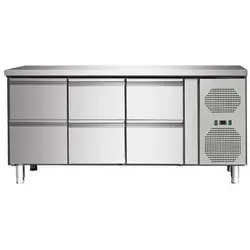 A&S polarny Gastro Edelstahl Kühltisch Kühltheke 6 Schubladen ohne Aufkantung 417 L -2/+8°C