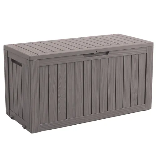 Floordirekt Gartenbox Holzoptik Wetterfest 270 L mit Rollen