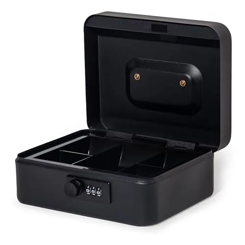 GREELUE Geldkassette (20 * 16 * 8.5 CM) Abschließbar mit Zahlenschloss, Feuerfeste Geldbox, Wasserabweisend Geldkassette Klein mit Münzzählbrett, Cash Box, Spardose