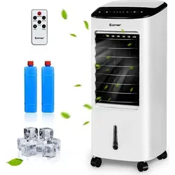 COSTWAY 4in1 Mobile Klimaanlage 65W - Standventilatoren mit 4in1-Funktion: Kühlung, Befeuchtung, Reinigung & Ventilation. Ideal für heiße Tage mit 7L Wassertank und 7,5H Timer für entspannten Schlaf.