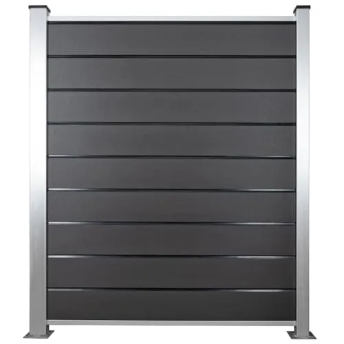 HORI WPC Sichtschutz-Zaun Design Komplettset Stecksystem Robuster Windschutz Modernes Lamellenzaun; Ideal für Garten & Terrasse - 3,62 m - zum Aufschrauben - Anthrazit