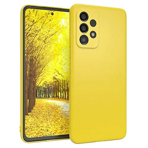 EAZY CASE Handyhülle Silikon mit Kameraschutz kompatibel mit Samsung Galaxy A53 (5G) in Gelb, Ultra dünn, Slimcover, Silikonhülle, Hülle, Softcase, Backcover