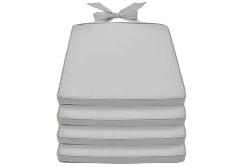 Beautissu Stuhlkissen Pia, 45x40x5cm, 4er Set, Hellgrau - Stuhlkissen für optimalen Sitzkomfort, waschbarer Bezug bis 30 Grad, perfekt für Innen- und Außeneinsatz.