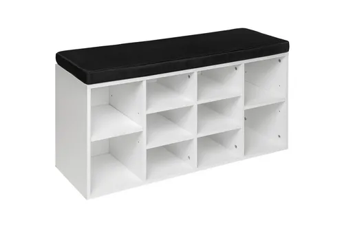 tectake Schuhschrank Max mit Sitzkissen für 10 Paar Schuhe - Schuhschrank mit Sitzkissen, ideal für Flur oder Ankleidezimmer. Bietet Platz für 10 Paar Schuhe und hat abnehmbaren, waschbaren Bezug.