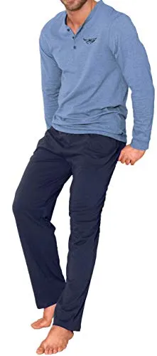 Arizona Herren Schlafanzug Pyjama - Bequeme Baumwolle mit Knopfleiste - Schlafanzüge für Herren, aus weicher Baumwolle, ideal für gemütliche Nächte und entspannte Tage.