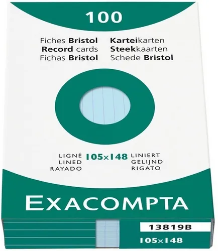 EXACOMPTA Karteikarten Karteikarten A6 liniert VE=100 Stück blau