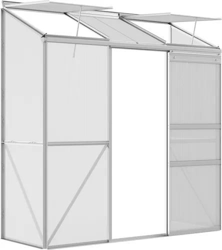 Outsunny Anlehngewächshaus 192x68x196 cm - Silber - Garten-Zubehör für optimalen Pflanzenschutz: Schützen Sie Ihre Pflanzen vor Kälte und Schädlingen, während Sie Hitze und Licht für perfektes Wachstum kontrollieren.