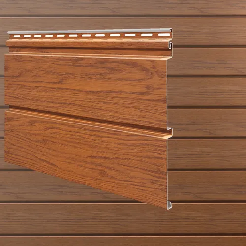 Vox Verkleidungspaneel Canadian Siding MAX3 Rundprofil 2-Brett 3,85m - Modernes Fassadenpaneel in goldbraun, pflegeleicht und schlagfest. Mit innovativem Click-Lock System für einfache Montage. Ideal für stilvolle Hausverkleidungen.