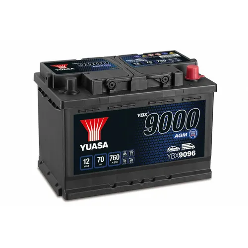YUASA YBX9096 Starterbatterie - Hochleistungs-AGM-Starterbatterie mit 70 Ah und 760 A Kälteprüfstrom, ideal für kraftvolle Starts in Fahrzeugen. Perfekt für zuverlässige Energieversorgung.