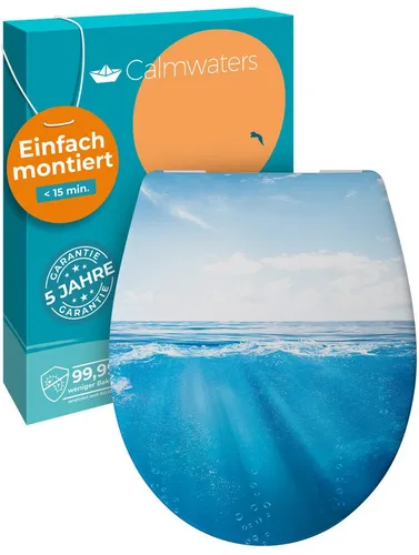 Calmwaters WC-Sitz Motiv Original - Meeresglanz - Toilettendeckel mit Absenkautomatik und maritimem Design, antibakteriell und leicht zu montieren. Ideal für jedes Badezimmer.